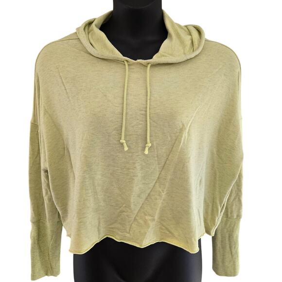 Nike Dri-Fit Women's Light Yellow Hooded Crop Top Long Sleeve Sweater XXL - Picture 1 of 5